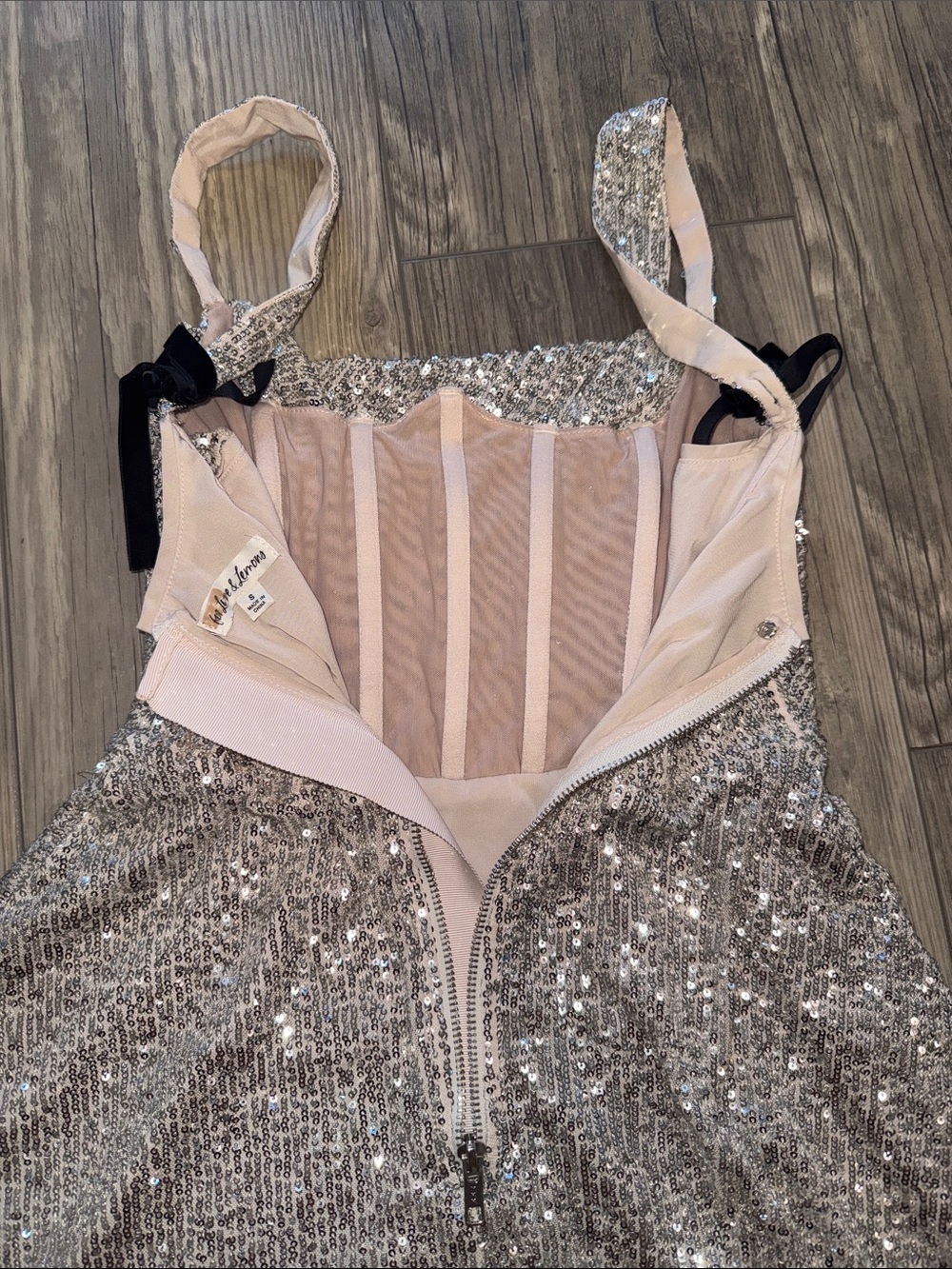 For Love & Lemons Candice Mini Dress in Silver size small - Picture 8 of 8